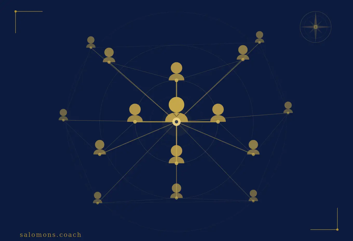 icons of people connected in various way and circles representing various levels; by salomons.coach