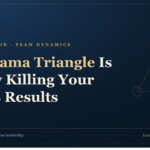 Navy gradient banner with gold headline: The Drama Triangle Is Quietly Killing Your Team's Results, salomons.coach logo left.